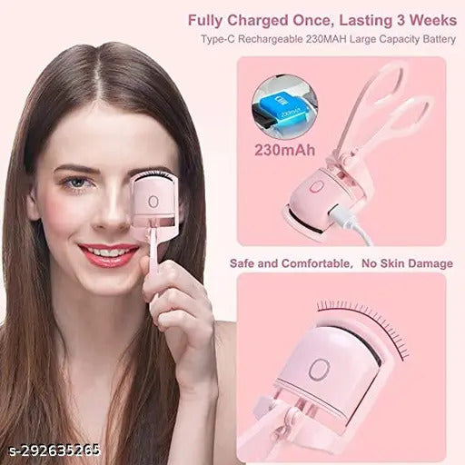 Heated Eyelash Curler, Eyelash Curlers, Rechargeable Electric Eyelash Curler, Long-Lasting Heated Lash Curler for Natural Lashes, Handheld Eyelash Heated Curler (multi color-color may vary)